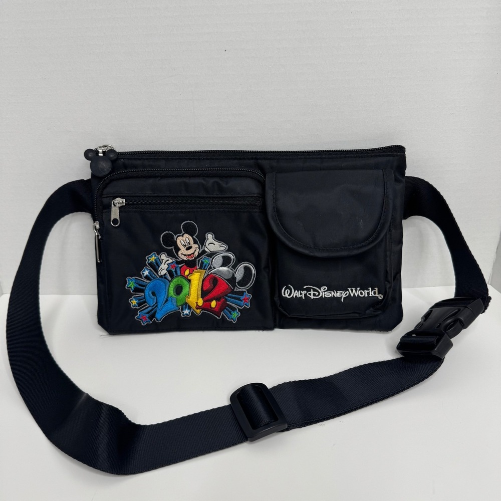 Disney Mickey Mouse 2012 Walt Disney World Black Fanny Pack Waist Bag Travel